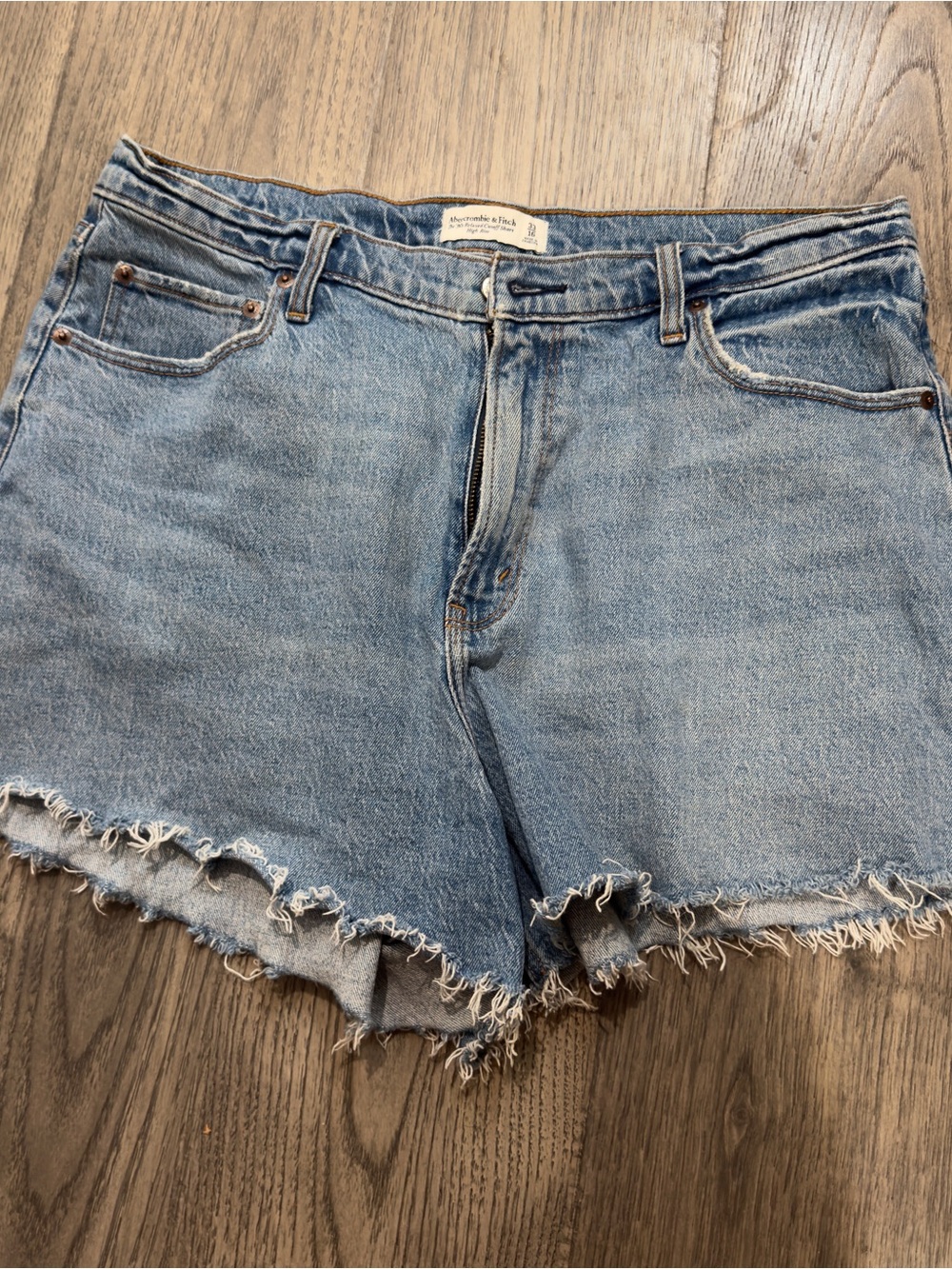 Abercrombie & Fitch Light Blue Frayed Denim Shorts